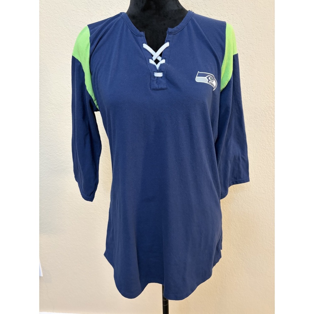 Fanatics Women's NFL Seattle Seahawks Football 3/4 Sleeve Shirt Sz XL  0X/0T/0E